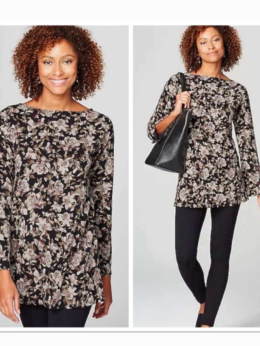 J. Jill Floral Supima Split-Sleeve Tunic 2X